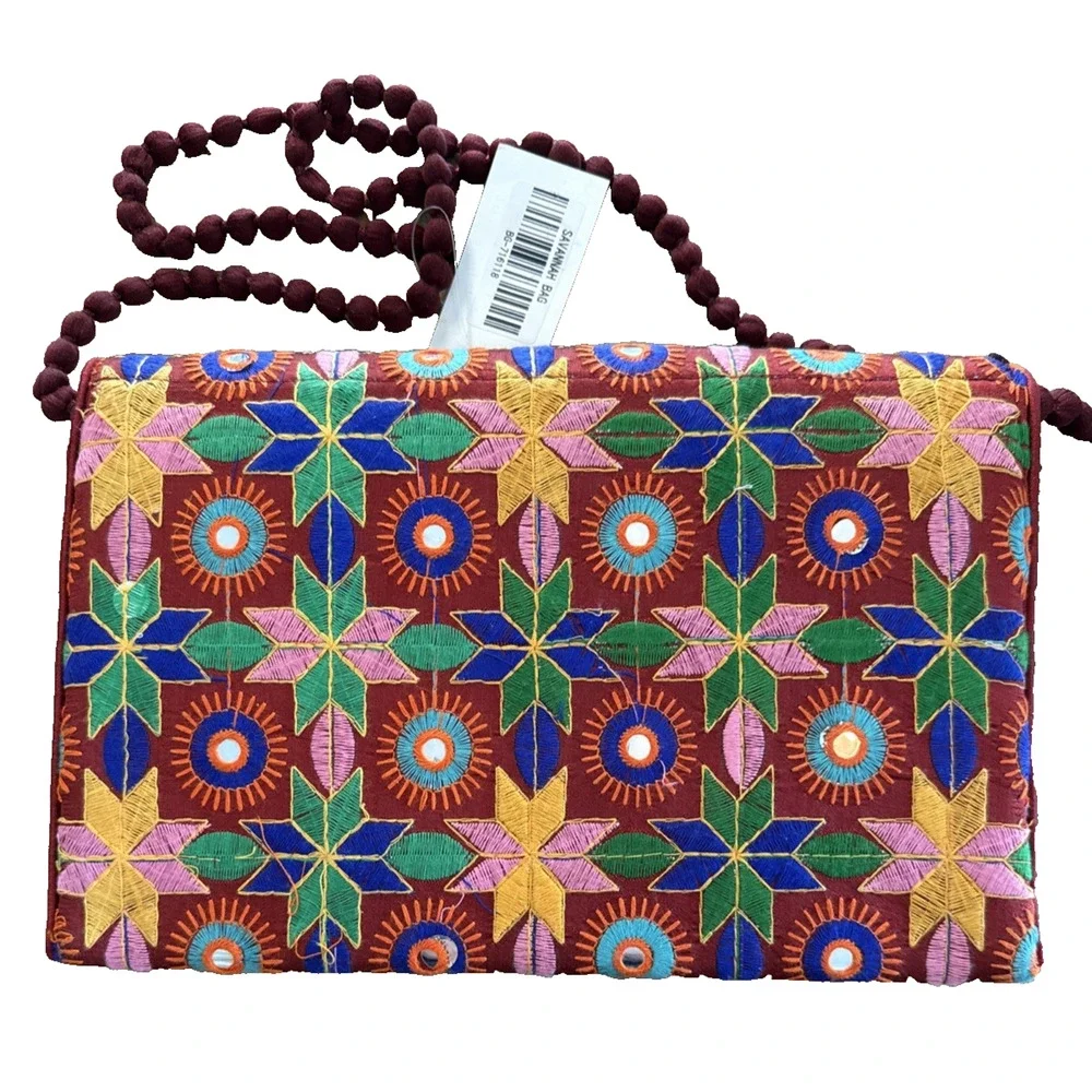 RAJ L.A - Embroidered MULTI COLOR FABRIC HANDBAG Clutch Crossbody